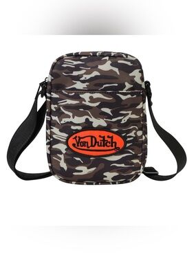 NWT Von Dutch Camo Shoulder Bag with Orange Logo
